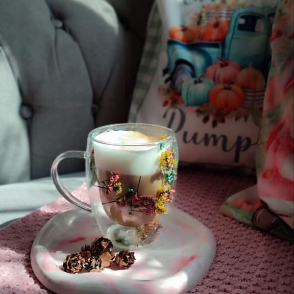 Flowery double glass mug